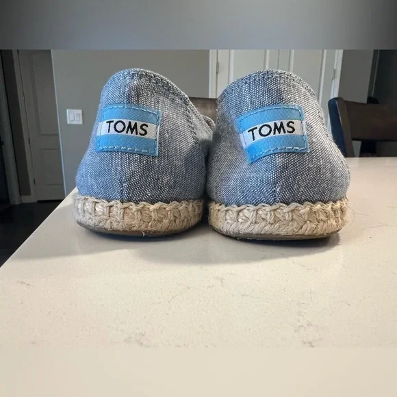 TOMS Alpargata Canvas Open Toe Blue Espadrille Sandals Women's Size 7.5 - Picture 5 of 9